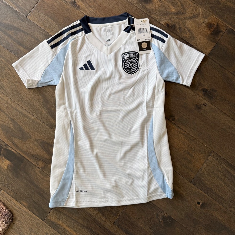 Adidas San Diego FC Soccer Jersey Womens 2XS White New Aeroready SDFC Away JSY W